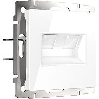 Розетка компьютерная без рамки Werkel 2-м. RJ45+RJ45 5e белый глянцевый картинка